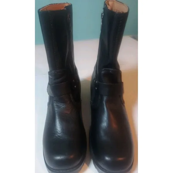 Harley-Davidson Scout Harness Riding Boots Men 9 Black Side Zip 10&quot; Tall Biker