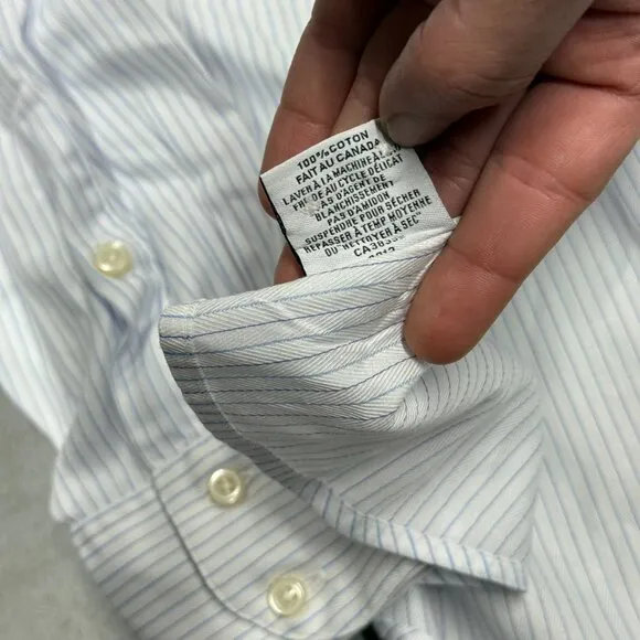 Harry Rosen Bespoke Dress Shirt Striped White Sartoria 42 Large Slim Fit
