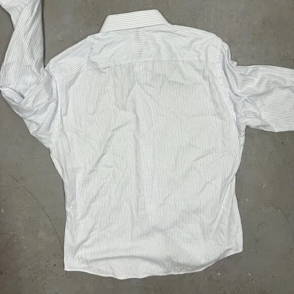 Harry Rosen Bespoke Dress Shirt Striped White Sartoria 42 Large Slim Fit
