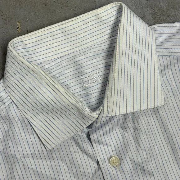 Harry Rosen Bespoke Dress Shirt Striped White Sartoria 42 Large Slim Fit