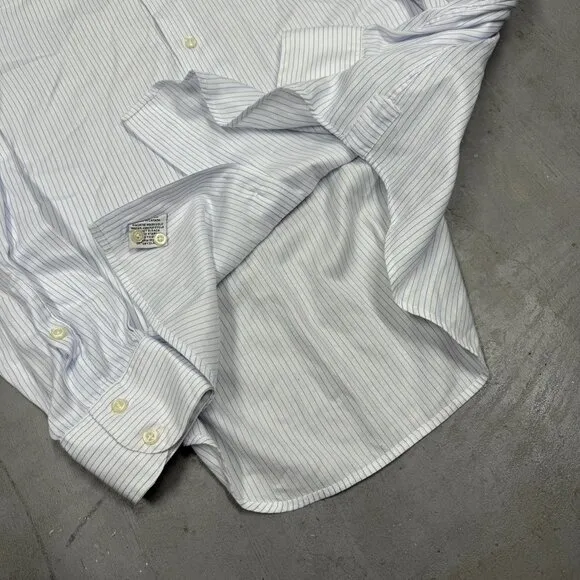 Harry Rosen Bespoke Dress Shirt Striped White Sartoria 42 Large Slim Fit