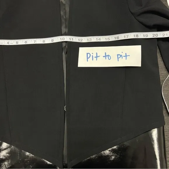 Helmut Lang Black Angora Blend Faux Patent Leather Trim Blazer Size: 8