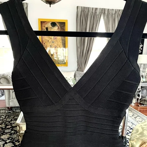 Herve Leger peplum black dress size XS