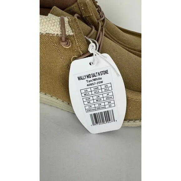 Hey Dude Shoes Wally Mid Salt n Stone Slip On Mid Top Shoes Mens Size 11 New