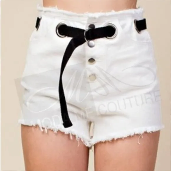 High Waisted WHITE DENIM SHORTS