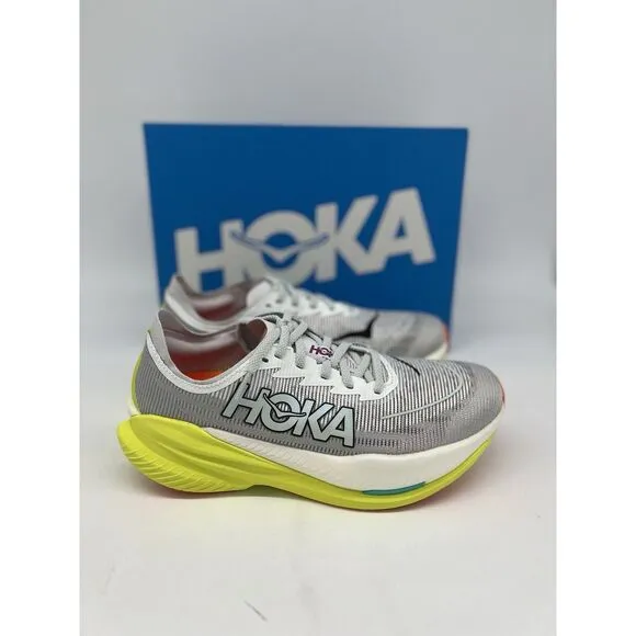HOKA Mens Mach X 2 Size 10.5 Running Shoes 1155119 White Citrus Yellow Gym
