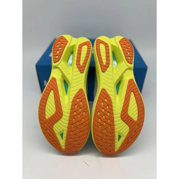 HOKA Mens Mach X 2 Size 10.5 Running Shoes 1155119 White Citrus Yellow Gym