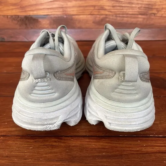 Hoka One One Shoes Bondi 8 Running Comfort Athletic Gray Pink 8.5B