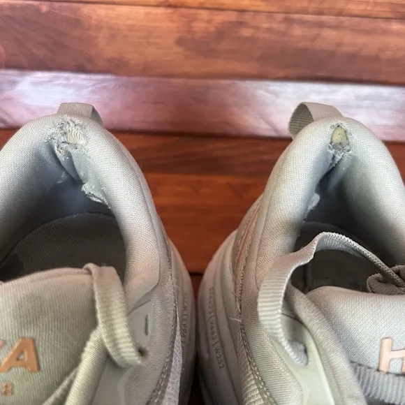 Hoka One One Shoes Bondi 8 Running Comfort Athletic Gray Pink 8.5B