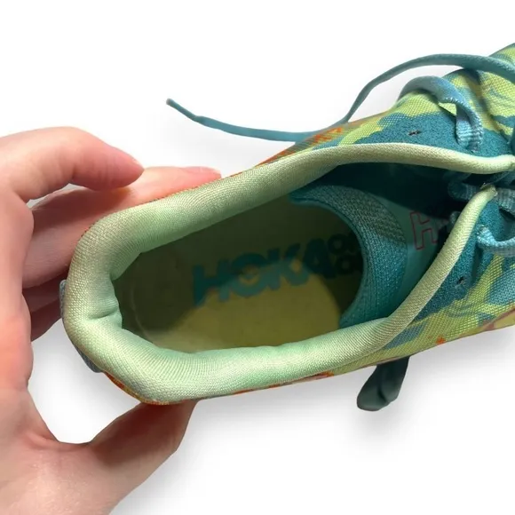 Hoka One One Track Cross Country Shoe Size 9 Green Orange No Spikes Lace Up