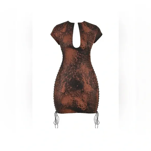 House of CB DAPHNE LACE UP MINI DRESS XS