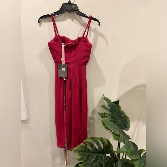 House of CB Jamille Draped Corset Georgette Midi Dress Red Size XS NWT 🔥✨✨✨