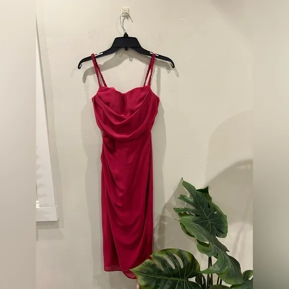House of CB Jamille Draped Corset Georgette Midi Dress Red Size XS NWT 🔥✨✨✨