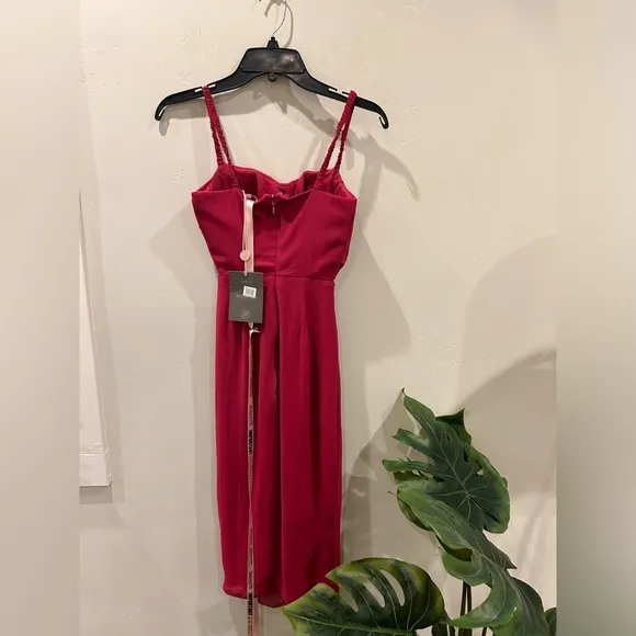 House of CB Jamille Draped Corset Georgette Midi Dress Red Size XS NWT 🔥✨✨✨