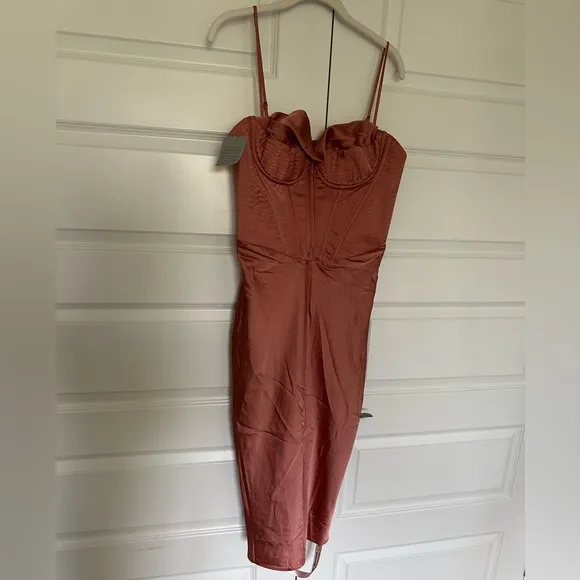 House‎ of CB Myrna Rose Satin Corset Slip Dress - NWT Large