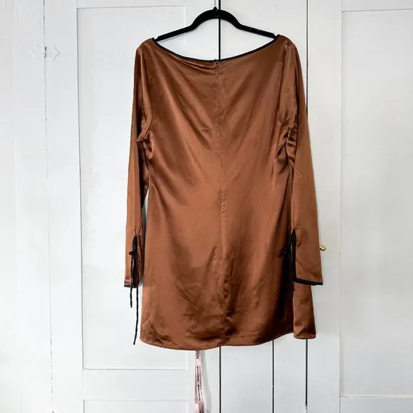 House of CB |‎ NWT Sakina Satin Copper Mini Dress Dress in Coffee