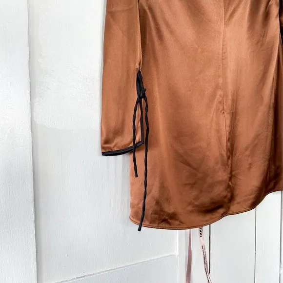 House of CB |‎ NWT Sakina Satin Copper Mini Dress Dress in Coffee
