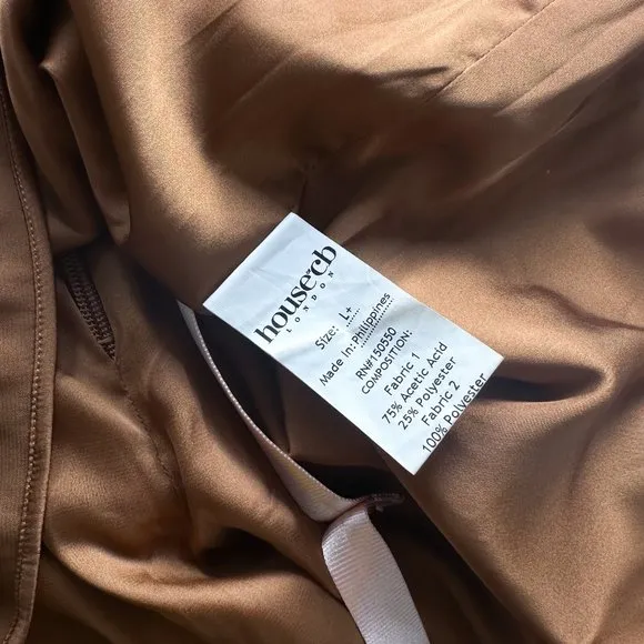 House of CB |‎ NWT Sakina Satin Copper Mini Dress Dress in Coffee