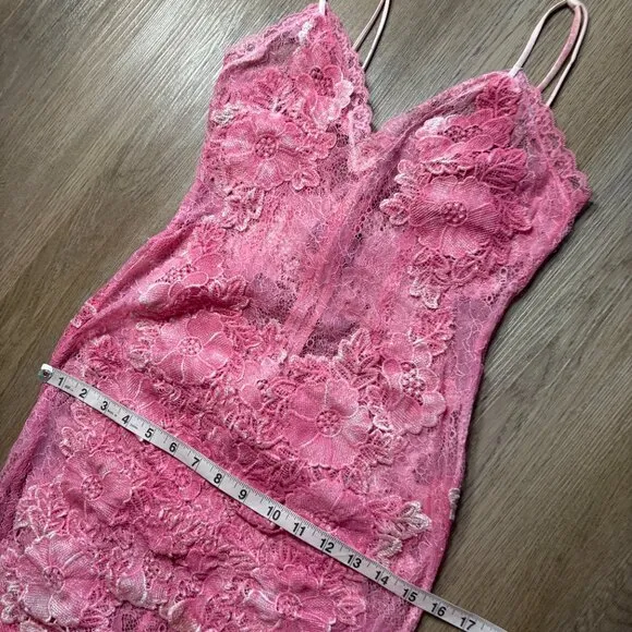 House of CB Salana Lace Mini Dress sheer XS xxs * dyed pink *