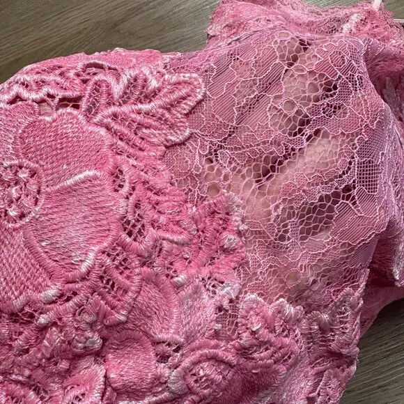 House of CB Salana Lace Mini Dress sheer XS xxs * dyed pink *
