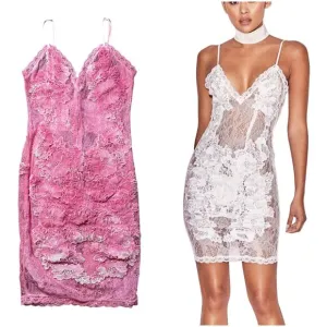 House of CB Salana Lace Mini Dress sheer XS xxs * dyed pink *