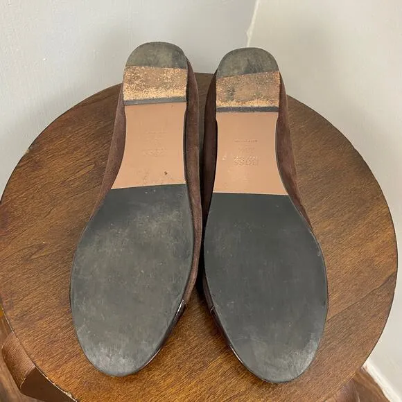 Hugo Boss Brown Suede &amp;  Patent Leather Cap Toe Flat Shoes 8.5