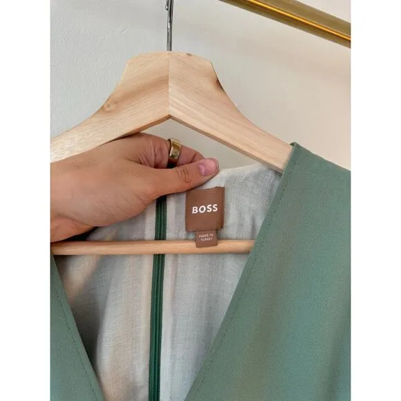 HUGO BOSS Dawinga Slim Fit Sage Green Dress Size 4