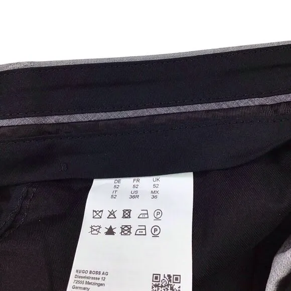 Hugo Boss Genesis Slim-Fit Virgin Wool Trouser Gray Raw Hem Dress Pants 36R $228