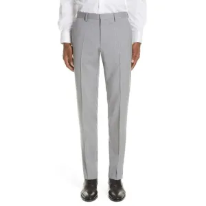 Hugo Boss Genesis Slim-Fit Virgin Wool Trouser Gray Raw Hem Dress Pants 36R $228
