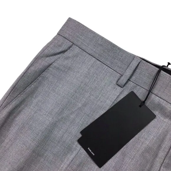 Hugo Boss Genesis Slim-Fit Virgin Wool Trouser Gray Raw Hem Dress Pants 36R $228