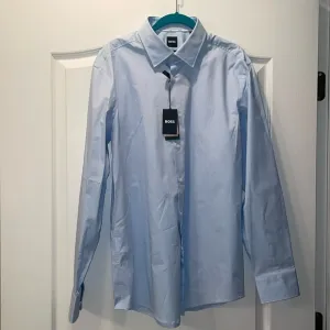 Hugo Boss Hank Kent Blue Long Sleeve Dress Shirt