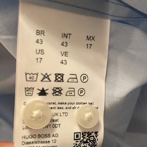 Hugo Boss Hank Kent Blue Long Sleeve Dress Shirt