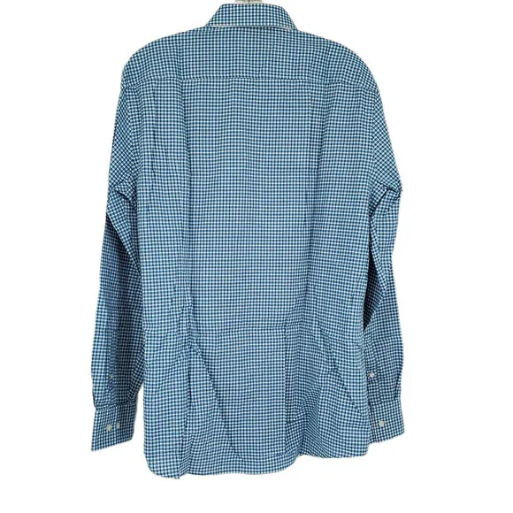 Hugo Boss Jason Slim Fit Easy Iron Check Dress Shirt in Aqua Neck Size 16 NEW