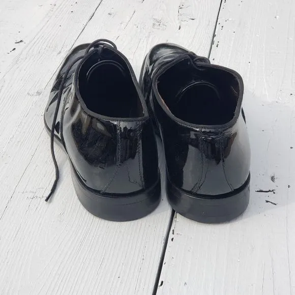 Hugo Boss Mens Black Patent Leather Lace Up Oxford Shoes Sz US 7 EU 39