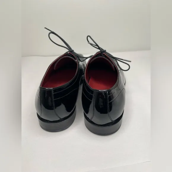 Hugo Boss Men’s Black PATENT-LEATHER OXFORD SHOES WITH LOGO Sz 7.5 retail 599