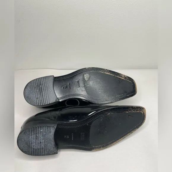 Hugo Boss Men’s Black PATENT-LEATHER OXFORD SHOES WITH LOGO Sz 7.5 retail 599