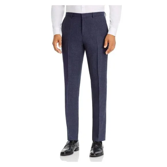 HUGO BOSS Mens Blue Stretch, Tapered, Extra Slim Fit Pants 34R