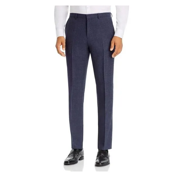 HUGO BOSS Mens Blue Stretch, Tapered, Extra Slim Fit Pants 34R