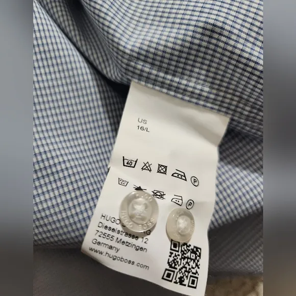 Hugo Boss Men's Mabel Slim Fit Mini Check Dress Shirt Blue