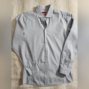 Hugo Boss Men's Mabel Slim Fit Mini Check Dress Shirt Blue