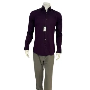 Hugo Boss Mens Purple Slim Fit Dress Shirt