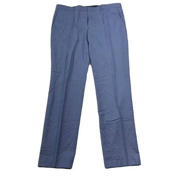 Hugo‎ Boss Slim-Fit Dress Pants Mens 38 x 33 Bright Blue Wool $198