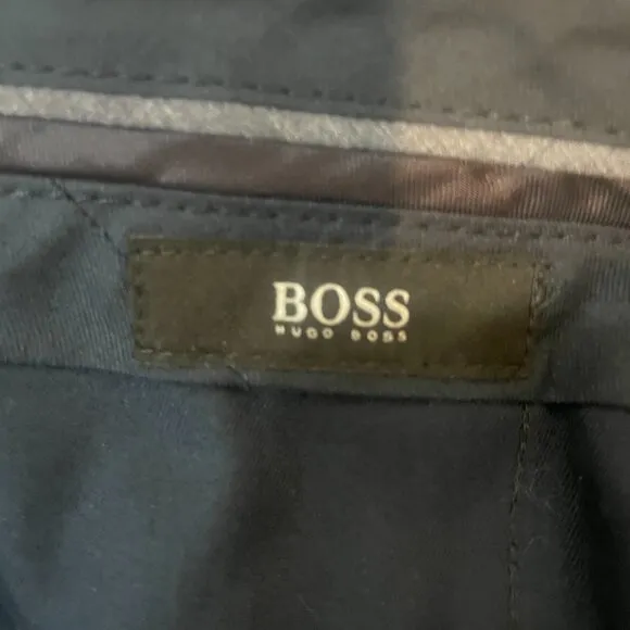 Hugo Boss Slim Fit Dress Pants Navy Microcheck 32R