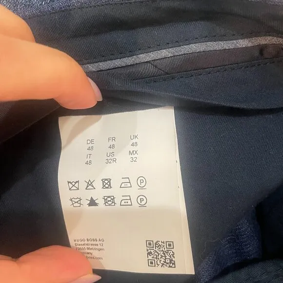 Hugo Boss Slim Fit Dress Pants Navy Microcheck 32R