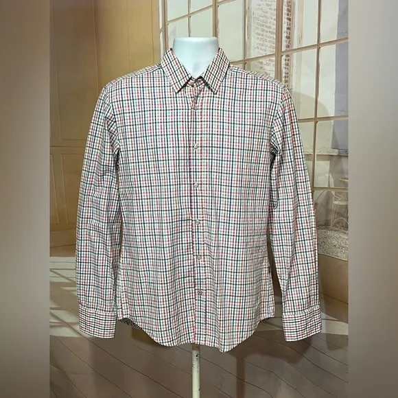 HUGO BOSS Slim Fit long sleeve plaid button down shirt size‎ M