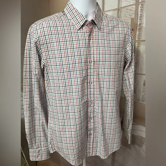 HUGO BOSS Slim Fit long sleeve plaid button down shirt size‎ M