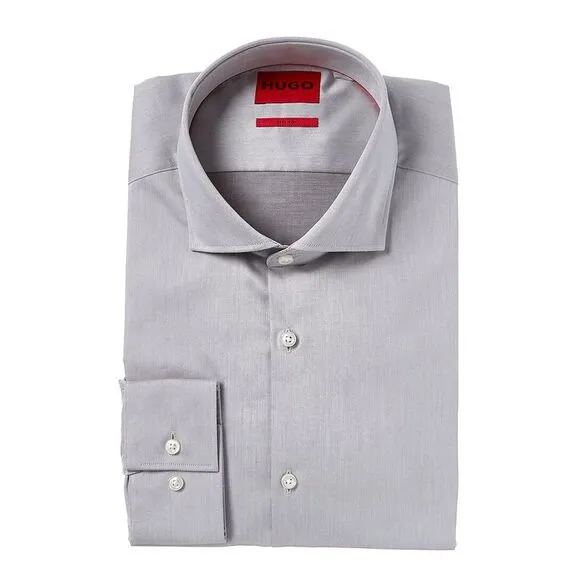 Hugo Hugo Boss Mens  Slim Fit Dress Shirt, Grey