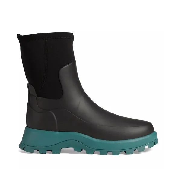 Hunter Boots City Explorer Short Casual Slip-On Mid Calf Rubber Green SZ 9 NEW