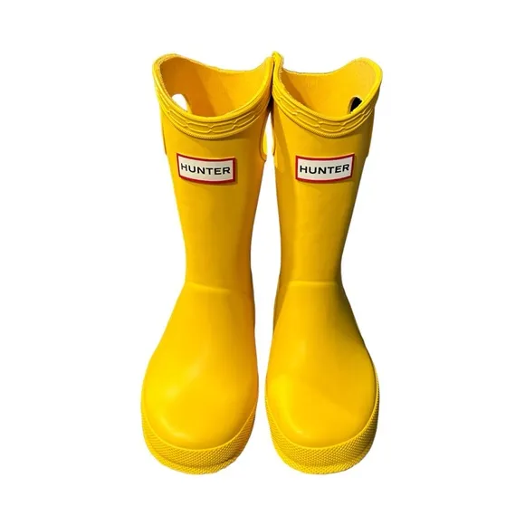 🦋Hunter Kids First Classic Grab Handle Wellington Boots Yellow size-UK 10
