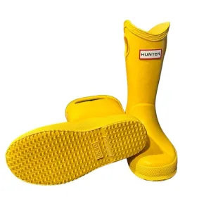 🦋Hunter Kids First Classic Grab Handle Wellington Boots Yellow size-UK 10